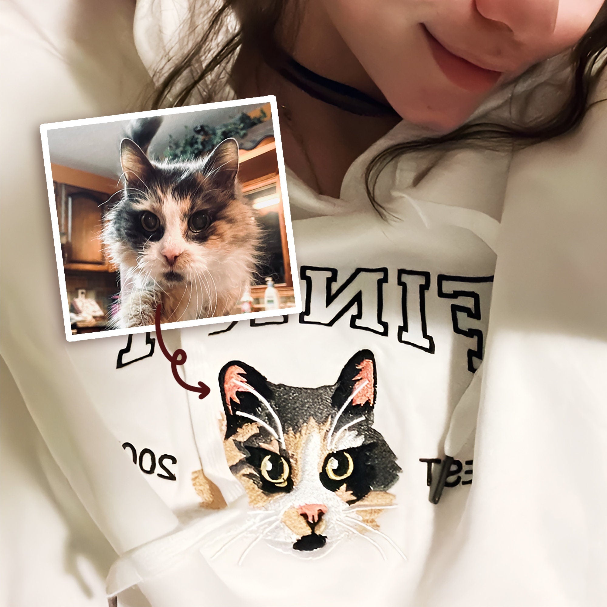 Custom Embroidered Sweatshirt With Pet Portrait