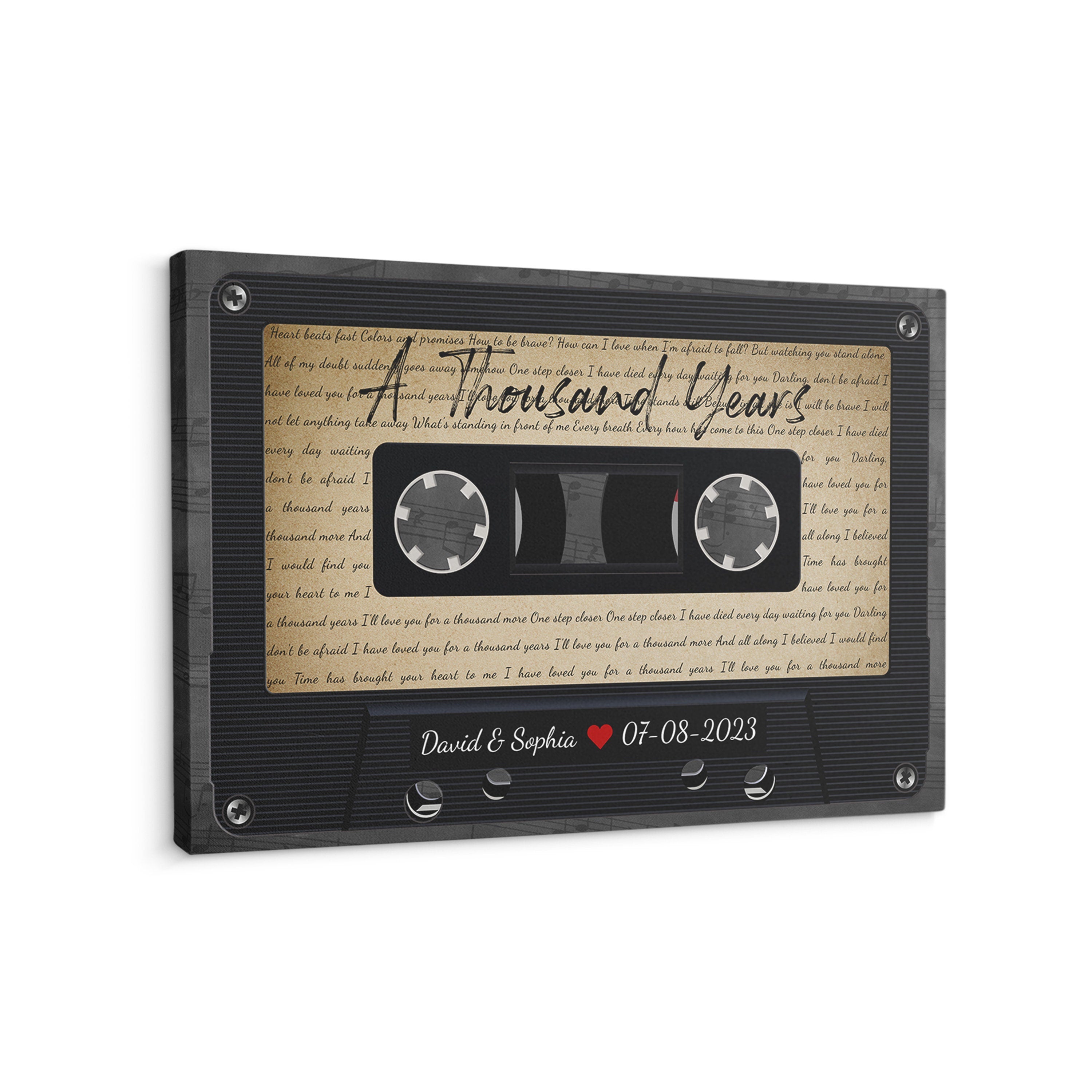 Custom Song Lyrics Cassette Tape Canvas with NFC Wall Art
