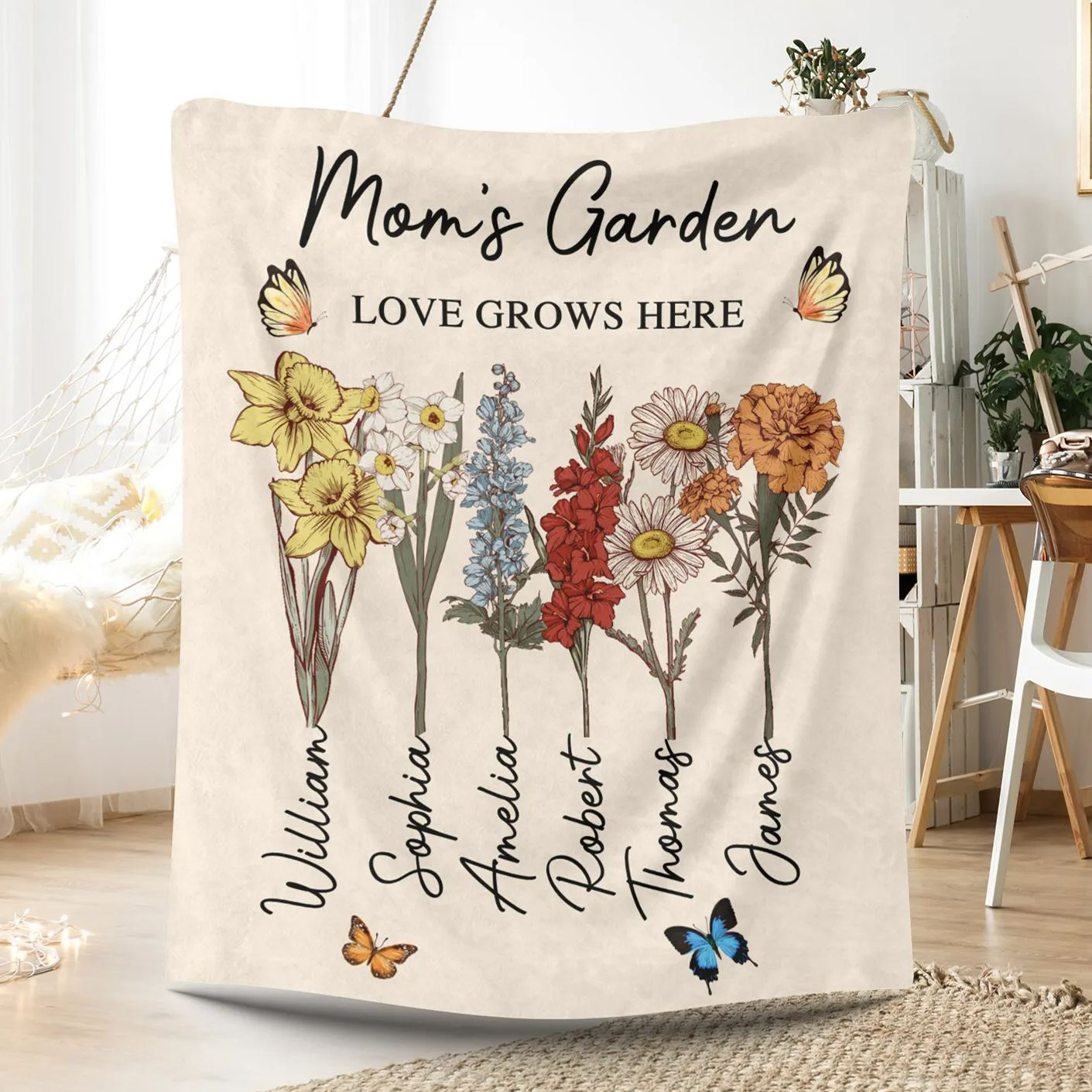 Personalized Grandmas Garden Gifts Blanket