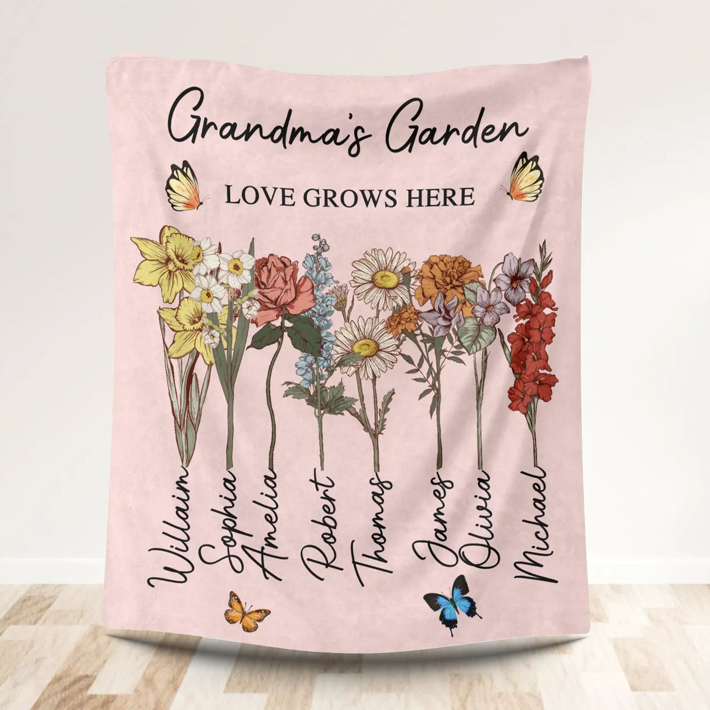 Personalized Grandmas Garden Gifts Blanket