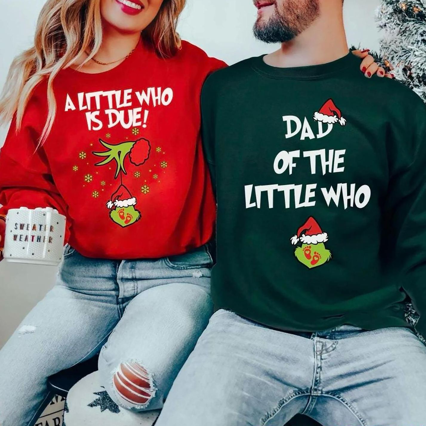 Custom Christmas Pregnancy Announcement Sweatshirt