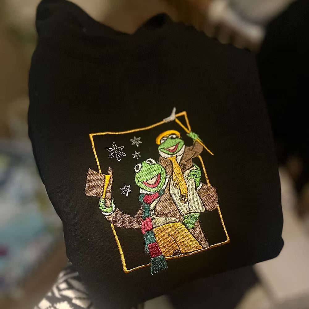Kermit Christmas Carol Embroidered Sweatshirt