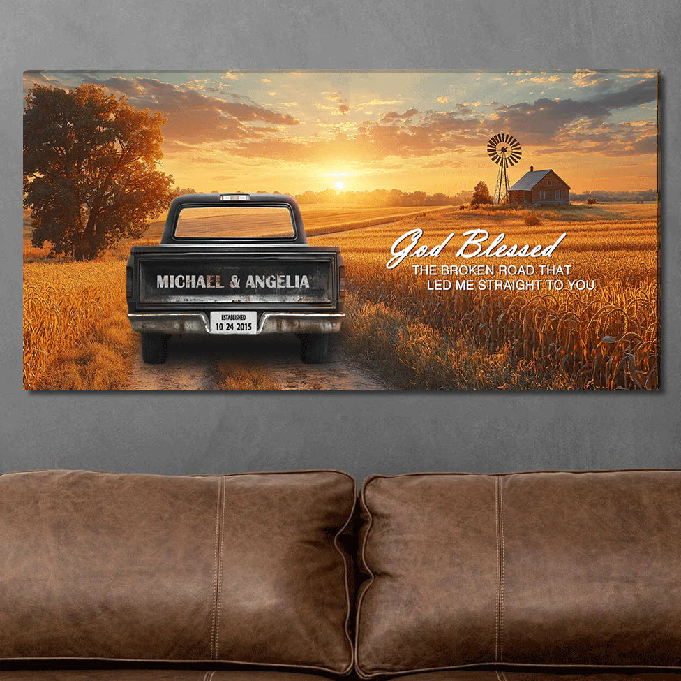 Personalized Truck Farmhouse Canvas Gift For love