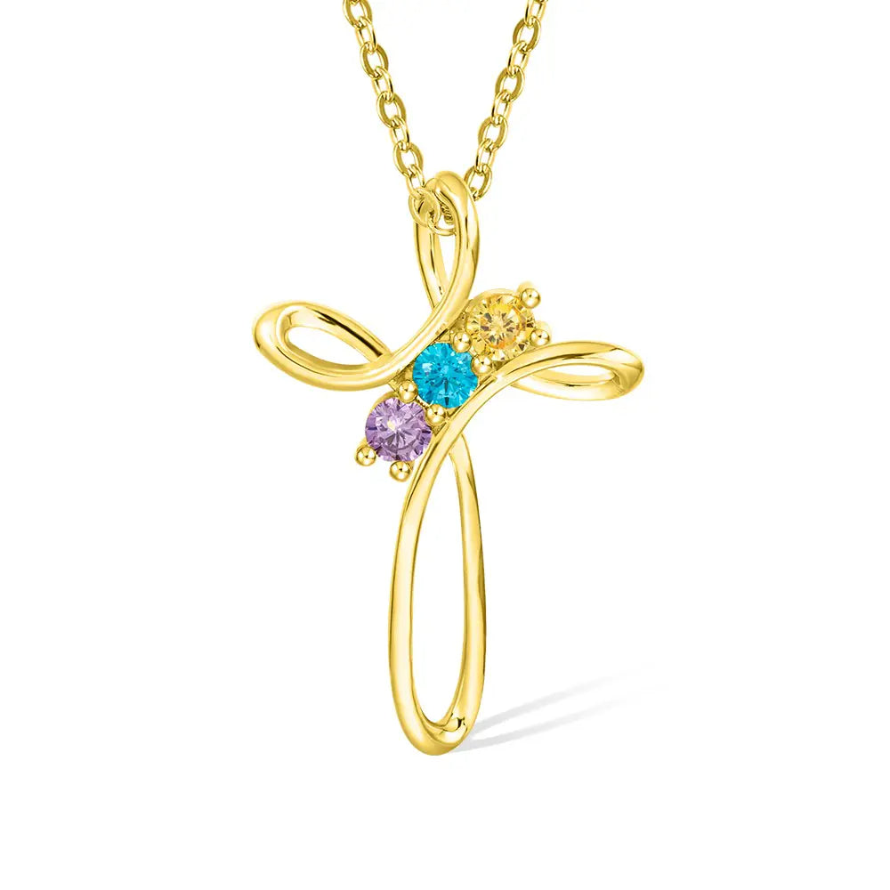 Personalised Birthstone Cross Pendant Necklace