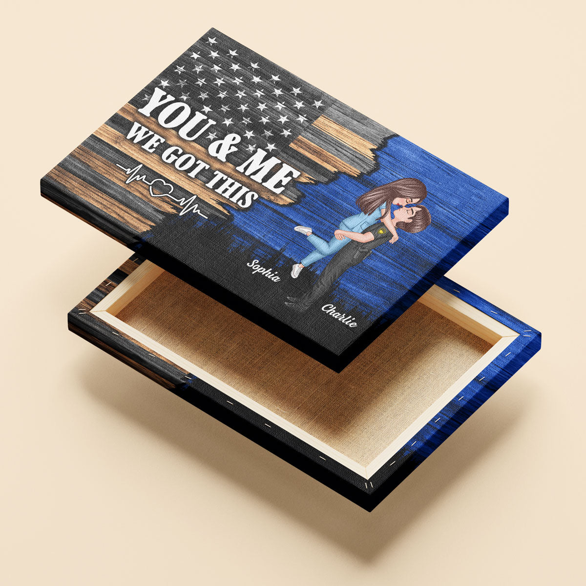 Personalized Hero Couple Nation Flag Gift by Occupation For Her, Him