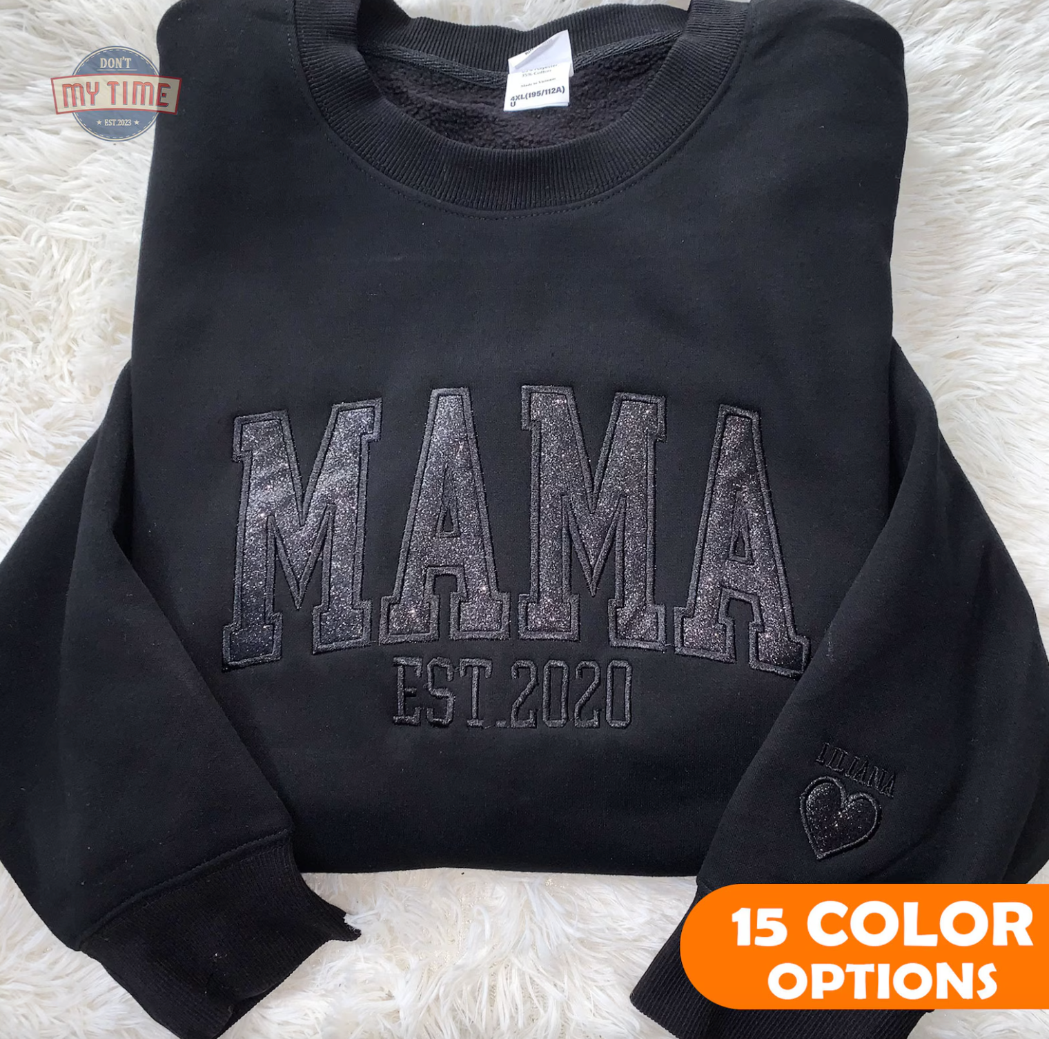 Custom Embroidered Glitter Vinyl Sweatshirt-Gift For Mom & Dad