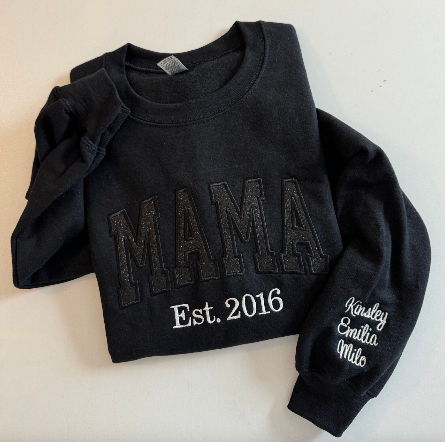 Custom Embroidered Glitter Vinyl Sweatshirt-Gift For Mom & Dad