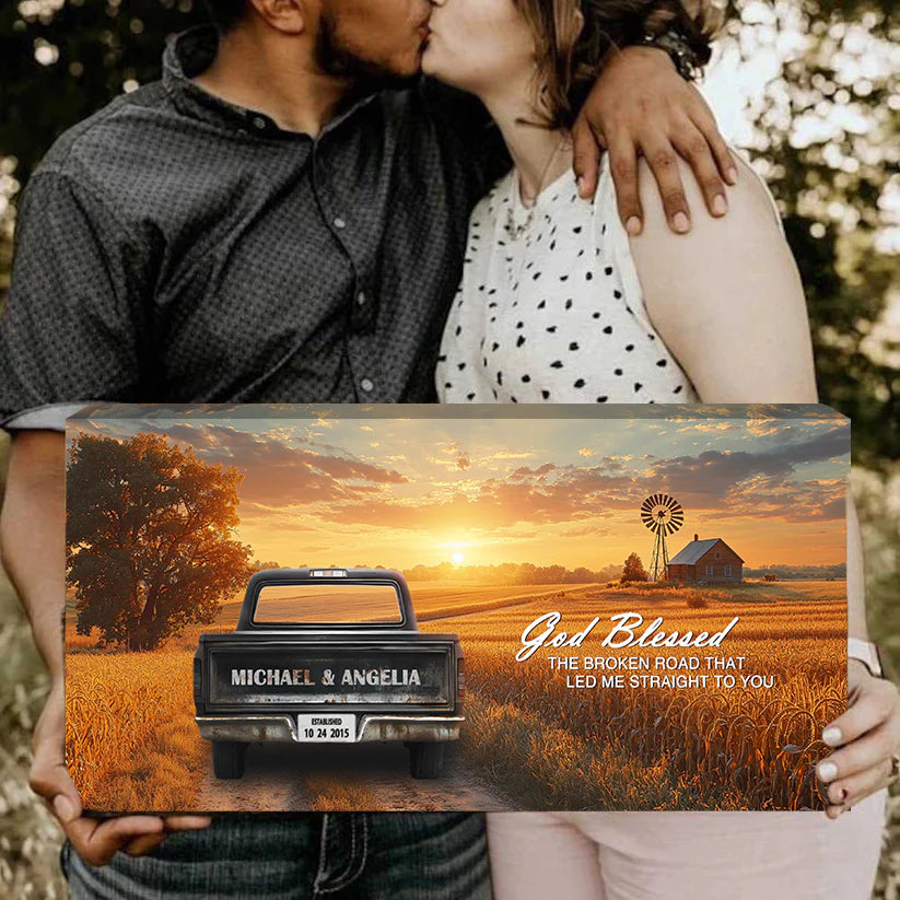 Personalized Truck Farmhouse Canvas Gift For love