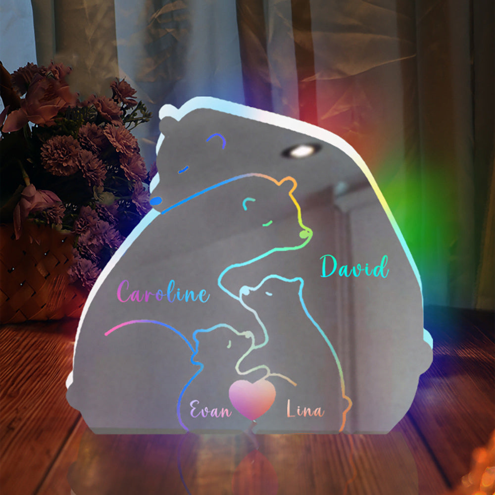 Personalized Remote Control Bears Family Mirror Light
