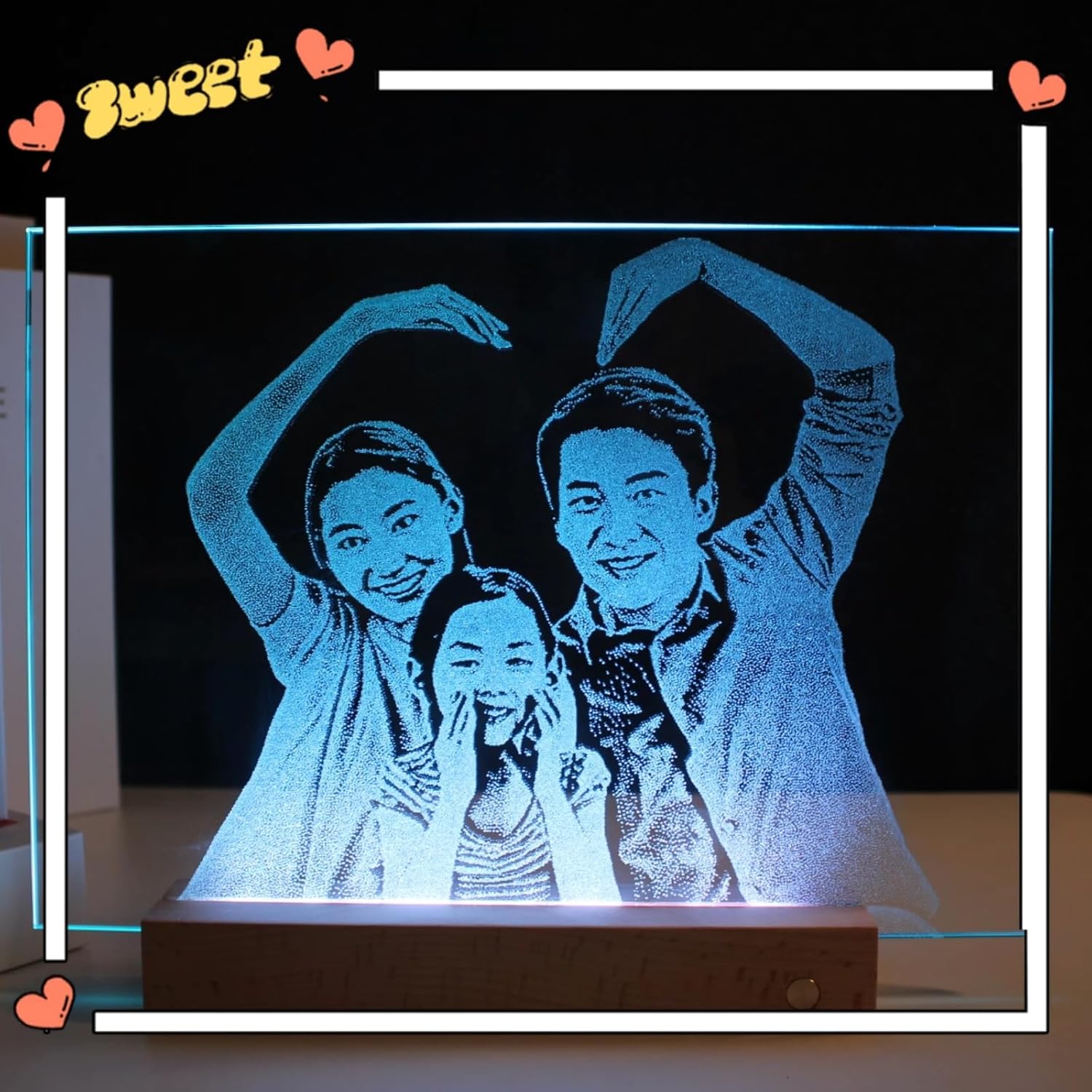 Hammer Glass Art Painting, LED Frameless Glass Panel Decoration, Contemporary Decor Ready to Hang, Living Room, Bedroom ＆ Office, Pets, Anniversaries and other Customized Gifts (XL 30 * 40CM)