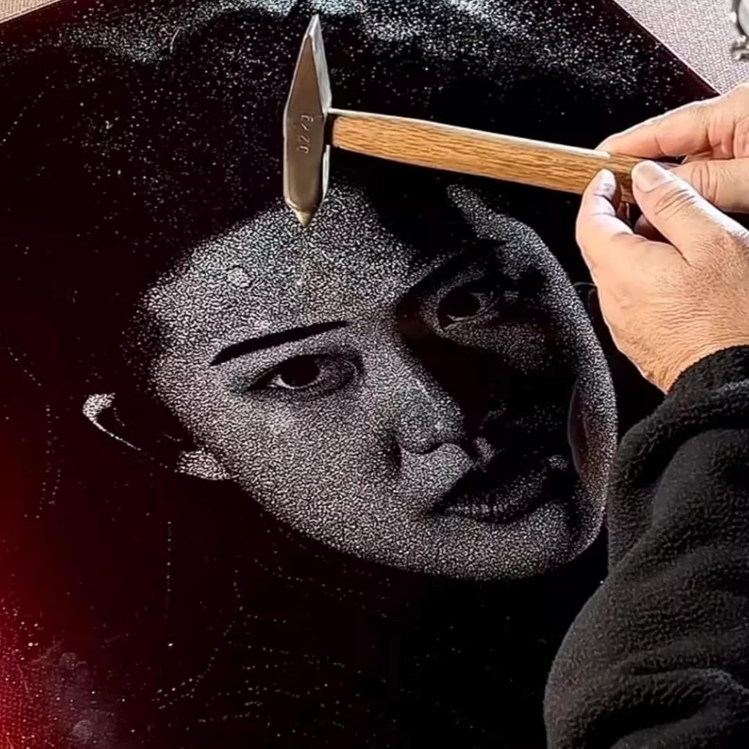 Hammer Glass Art Painting, LED Frameless Glass Panel Decoration, Contemporary Decor Ready to Hang, Living Room, Bedroom ＆ Office, Pets, Anniversaries and other Customized Gifts (XL 30 * 40CM)