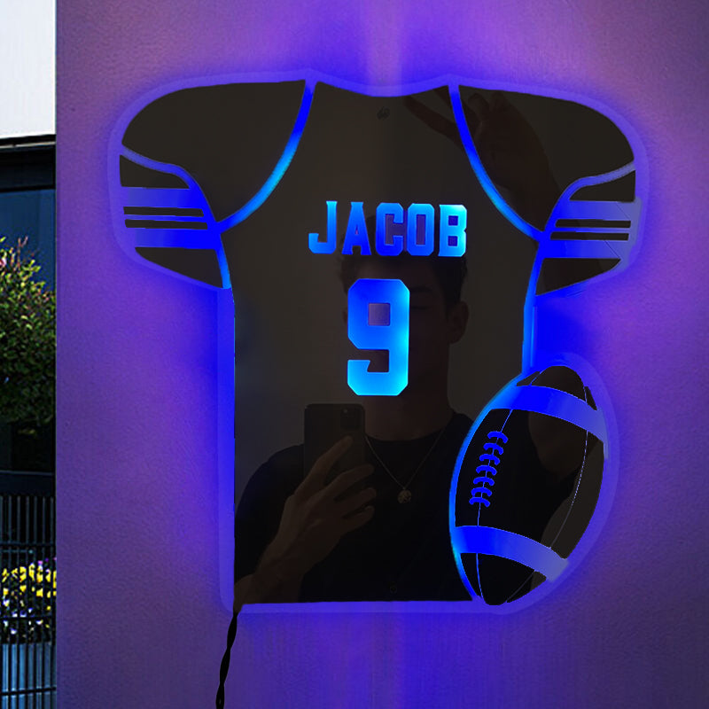 Personalized LED Cool Mirror Lights For Soccer Fans