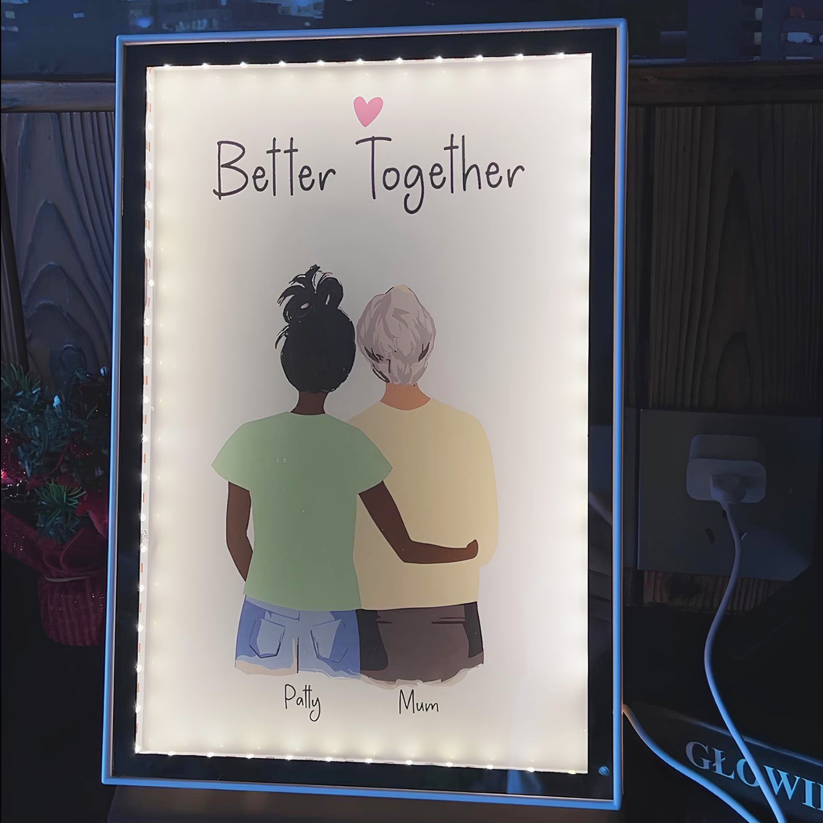 ğŸ”¥Personalized Mother and Daughter Back Mirror Lamp