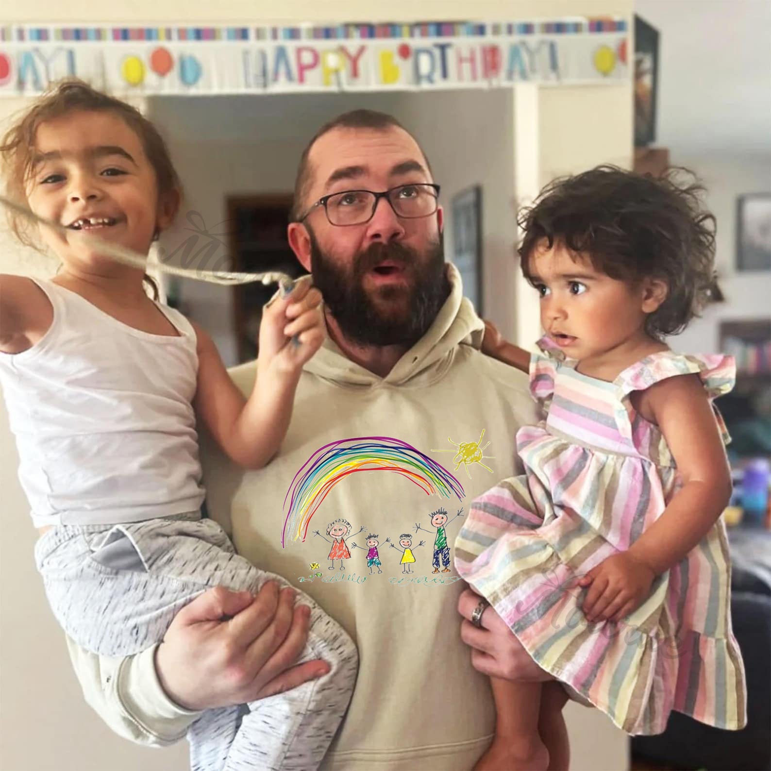Custom Dad Shirt With Kids Drawing Father's Day Shirt