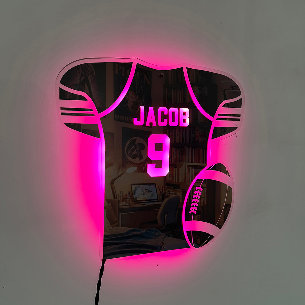 Personalized LED Cool Mirror Lights For Soccer Fans