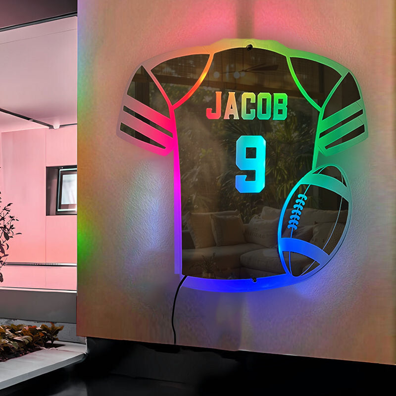 Personalized LED Cool Mirror Lights For American Football Fans