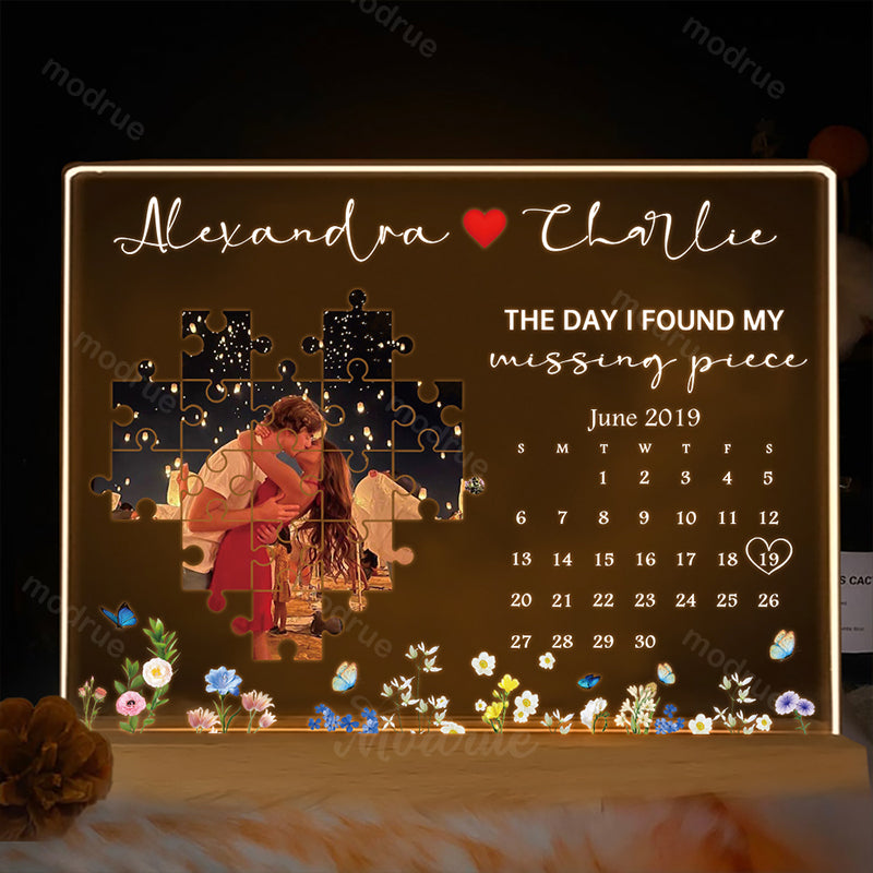 The Day I Found My Missing Piece Light Frame Personalized Gift