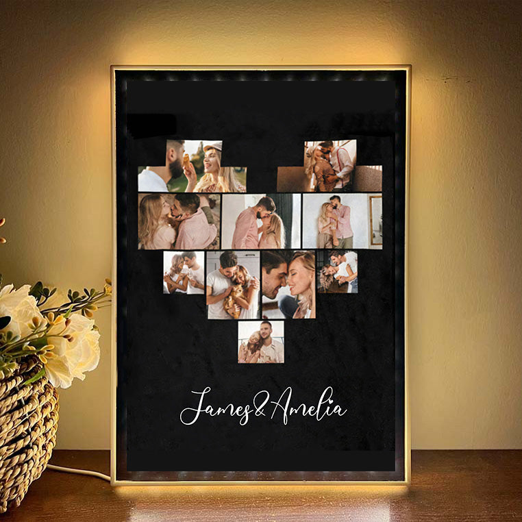 ğŸ’«Personalized Family Heart Photos Mirror Light BoxğŸ’«