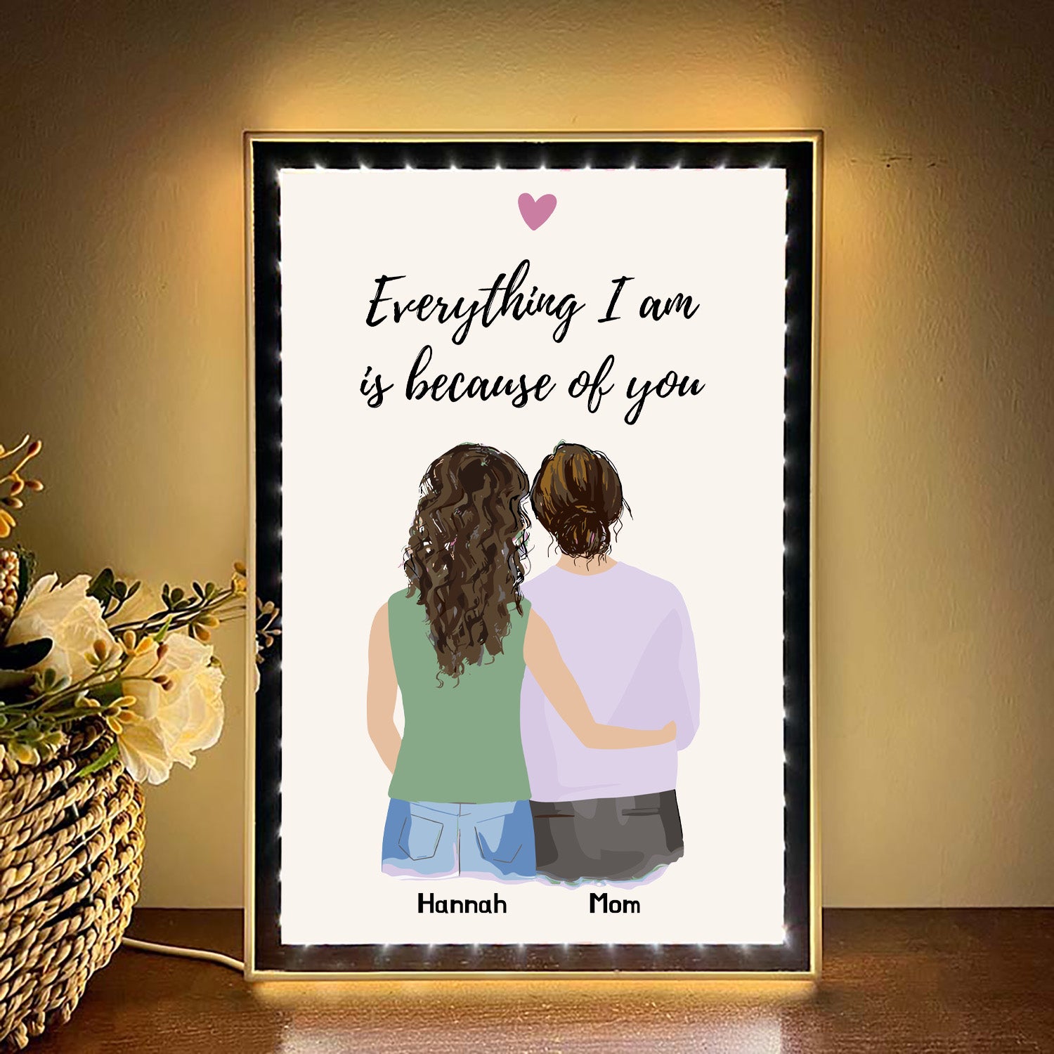 ğŸ”¥Personalized Mother and Daughter Back Mirror Lamp