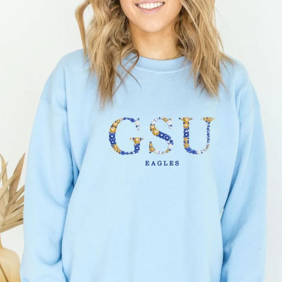 Custom Floral College Team Embroidered Sweatshirt & Tshirt