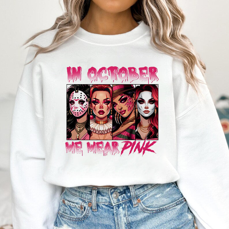 In October We Wear Pink Horror Movie Shirt