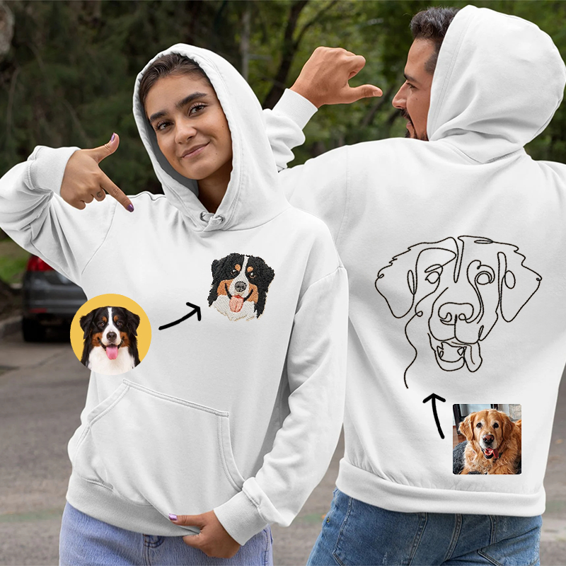 Embroidered Pet Portrait on the Front and Back of Sweatshirt