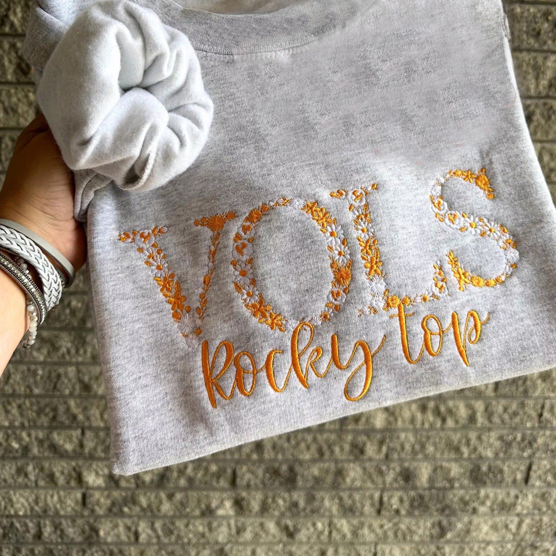 Custom Floral College Team Embroidered Sweatshirt & Tshirt