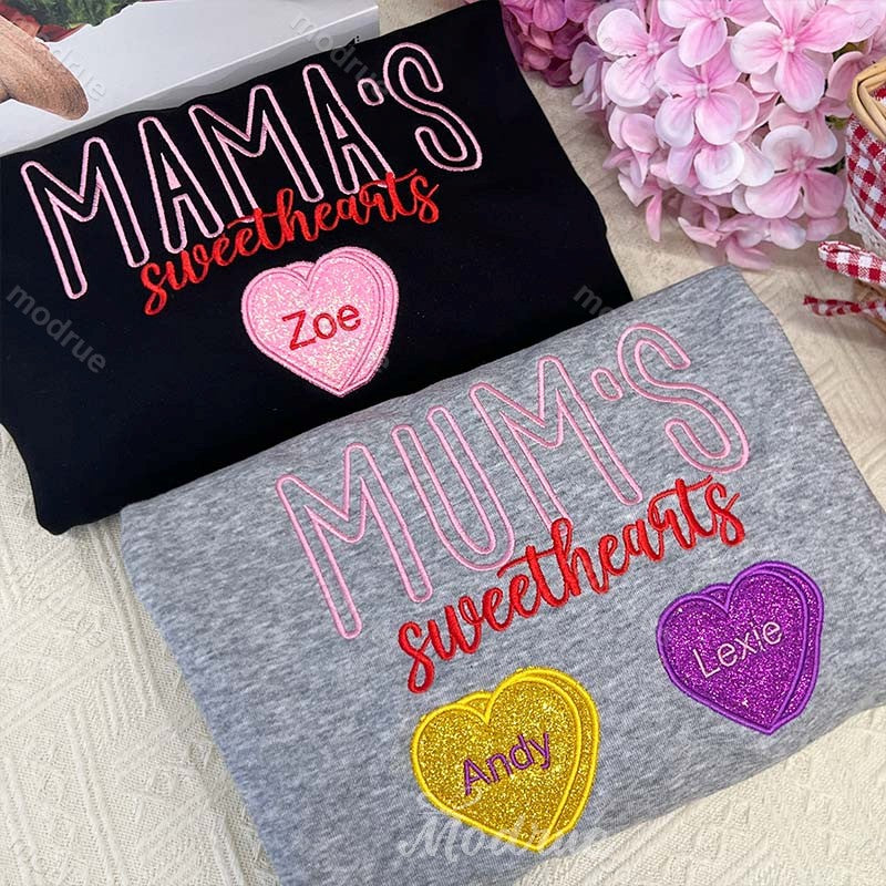Glitter Mama’s Sweethearts Embroidered Sweatshirt