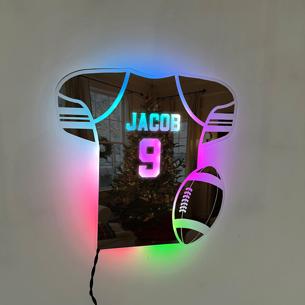 Personalized LED Cool Mirror Lights For Soccer Fans