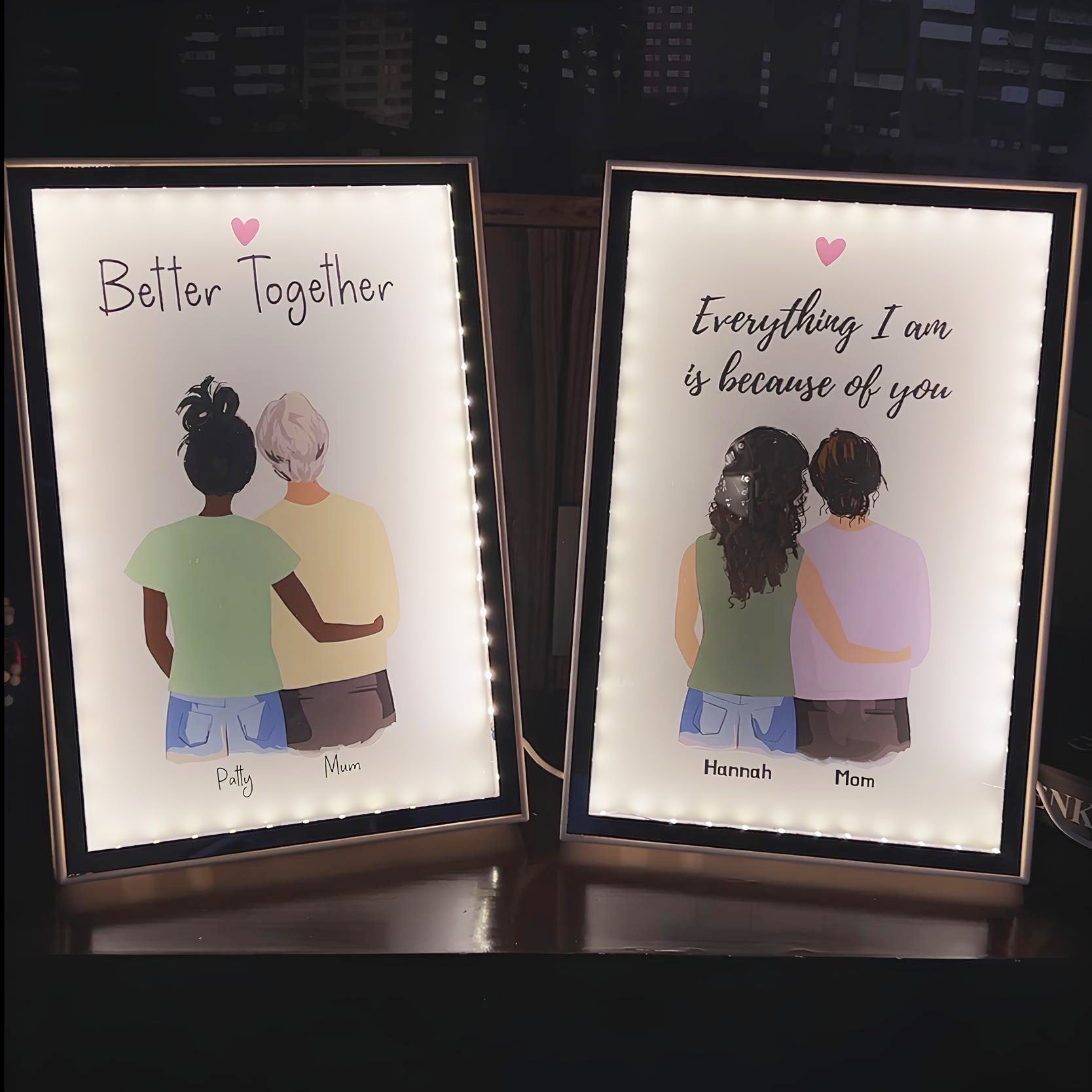ğŸ”¥Personalized Mother and Daughter Back Mirror Lamp