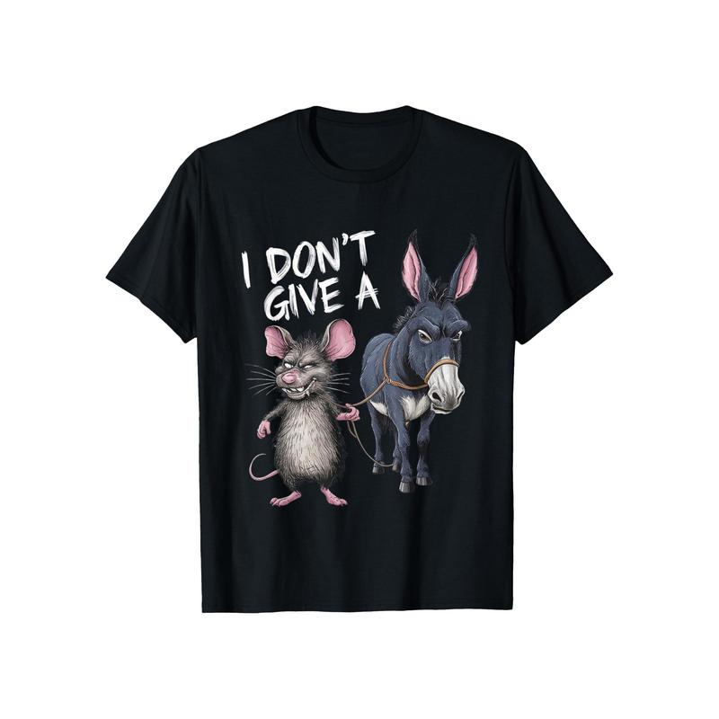 "I DONâ€™T GIVE A" Funny Cartoon Graphic Casual Tees/Sweatshirts (Black)