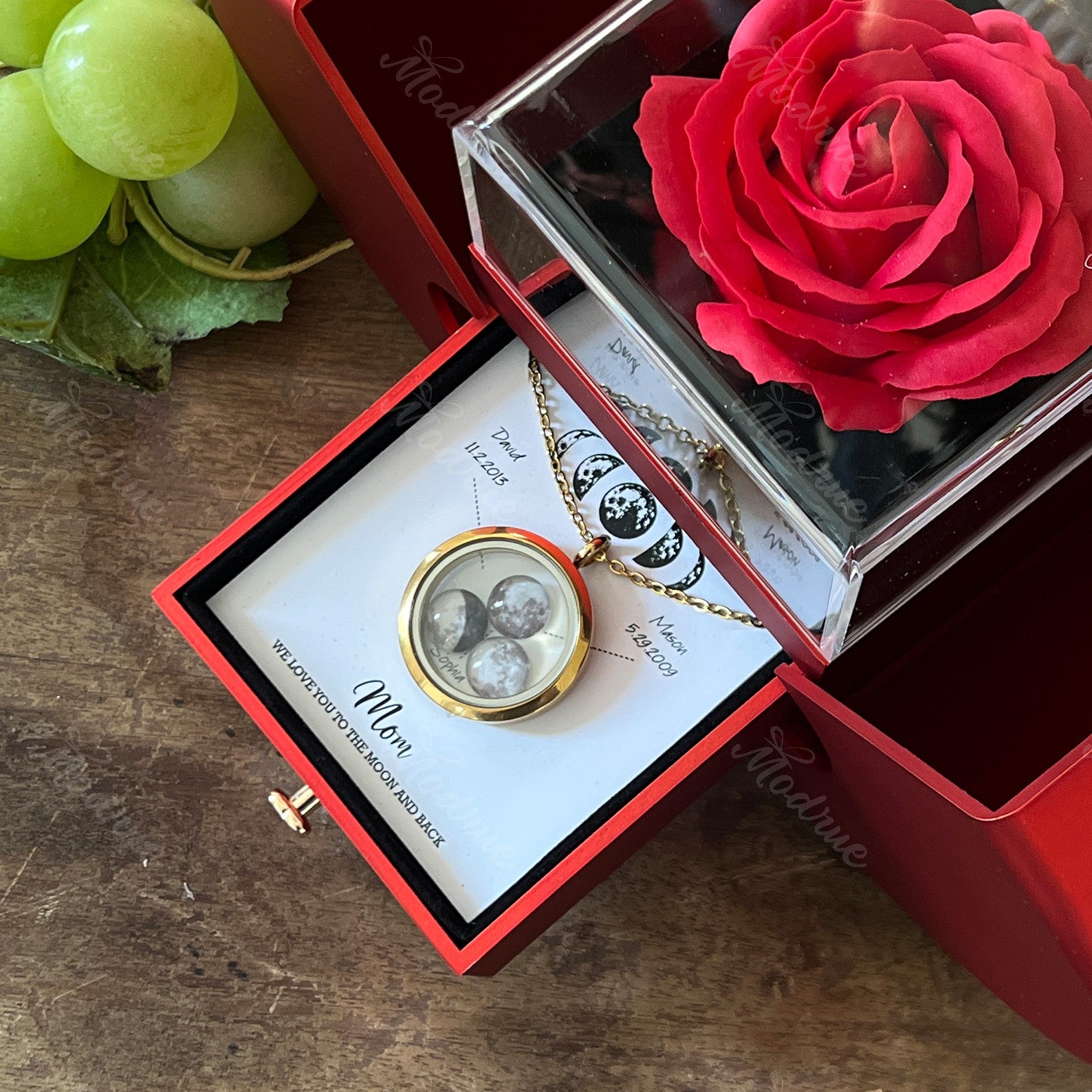 Custom Moon Phase Necklace Locket