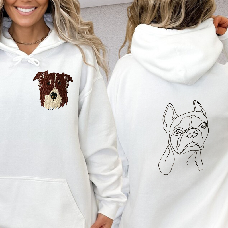 Embroidered Pet Portrait on the Front and Back of Sweatshirt