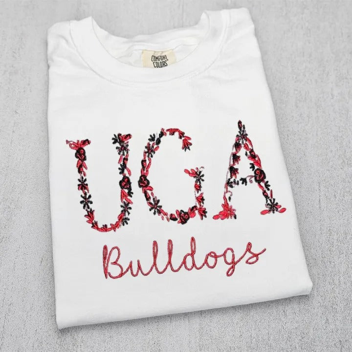 Custom Floral College Team Embroidered Sweatshirt & Tshirt