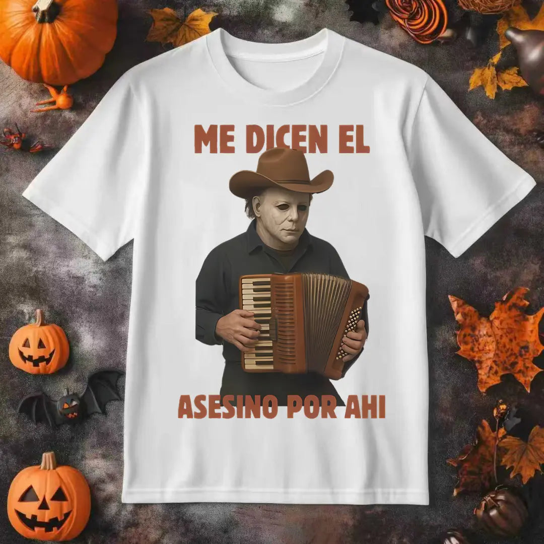 Vintage-Inspired Halloween T-Shirt-Me Dicen El Asesino Por Ahi Shirt