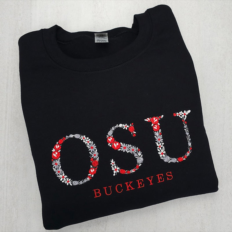 Custom Floral College Team Embroidered Sweatshirt & Tshirt