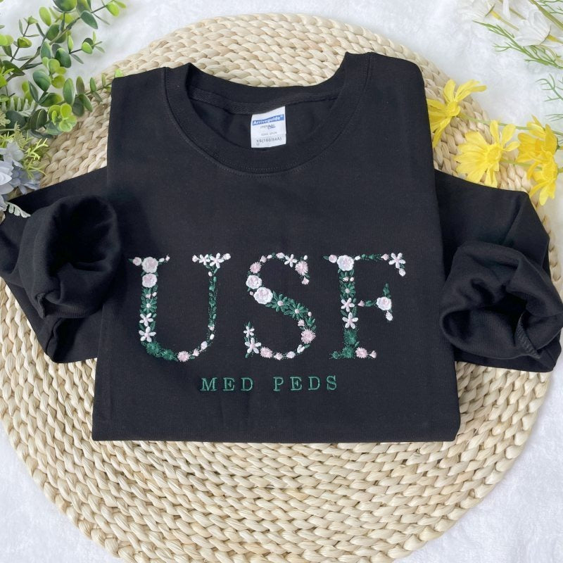 Custom Floral College Team Embroidered Sweatshirt & Tshirt