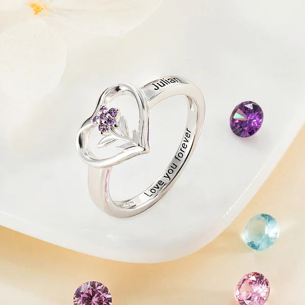 Personalized Grandma's Garden Birthstone Flower Family Ring