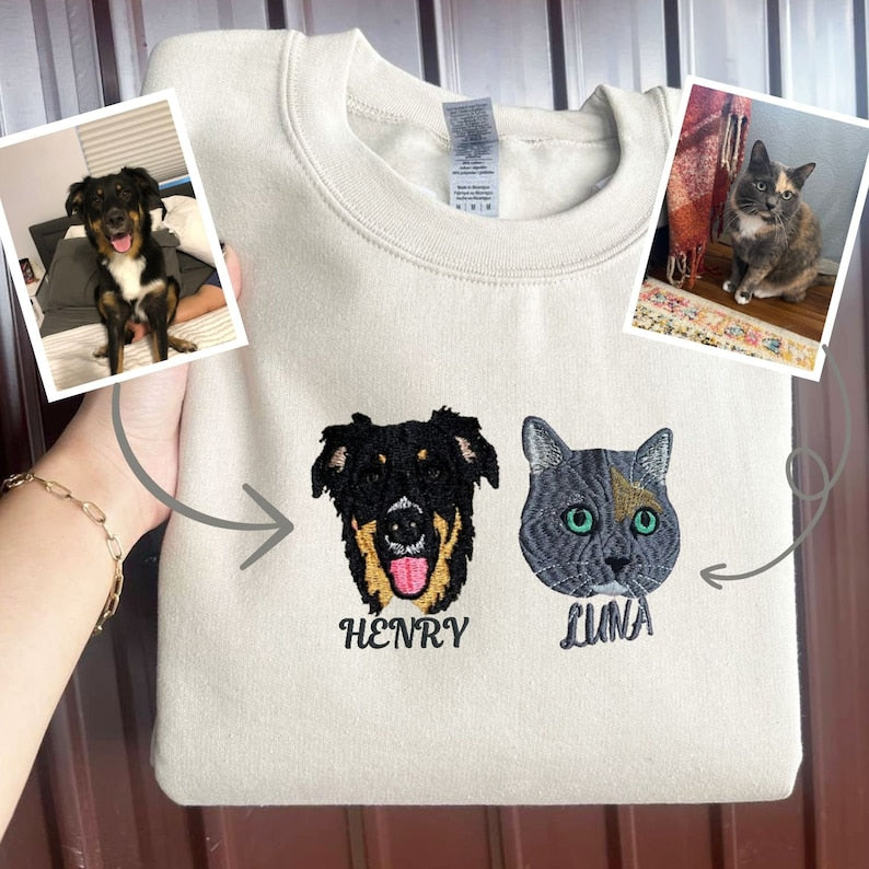 Personalized with Your Pet's Photo Embroidery Hoodie