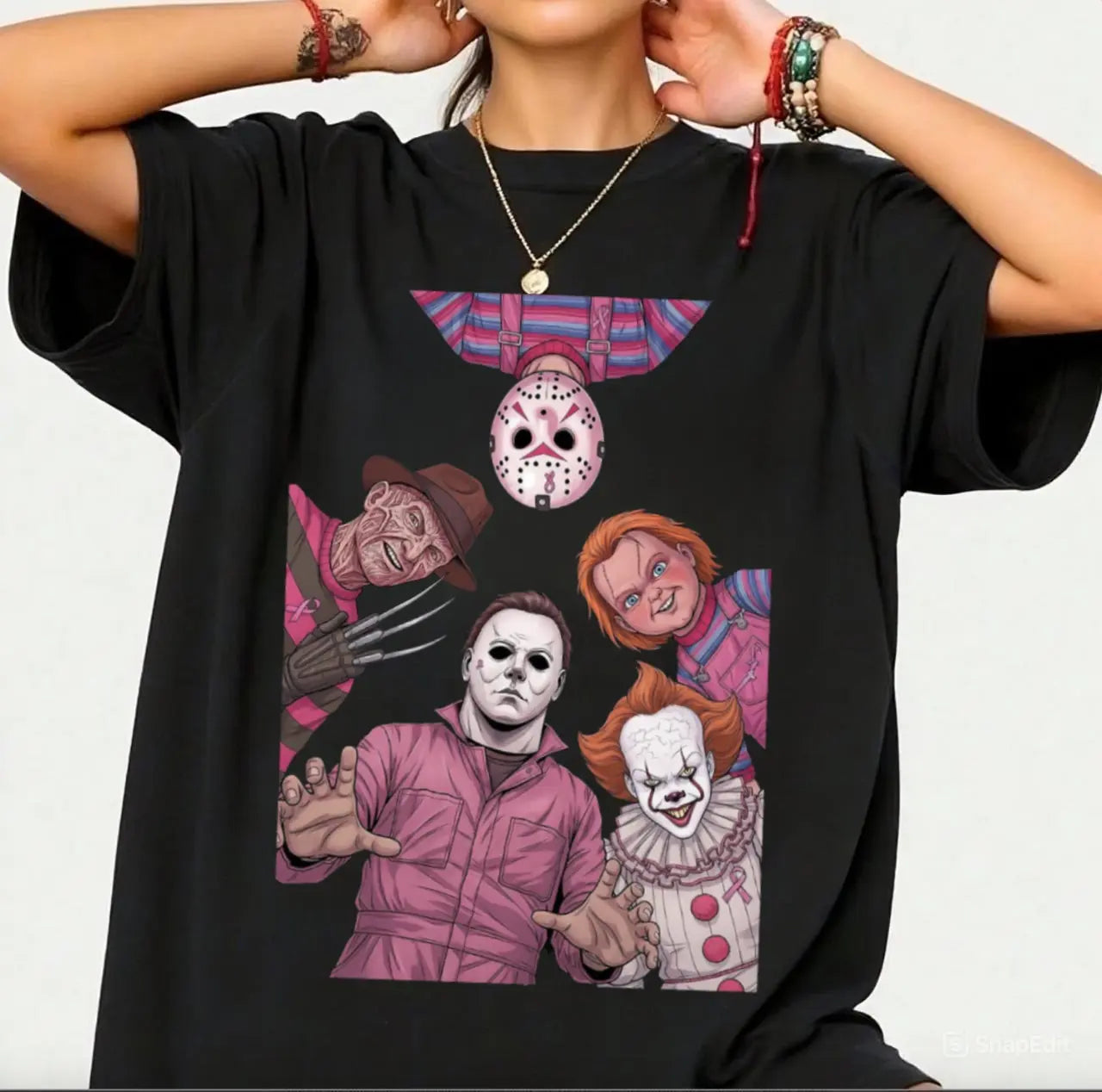 In October We Wear Pink Horror Friends Shirt