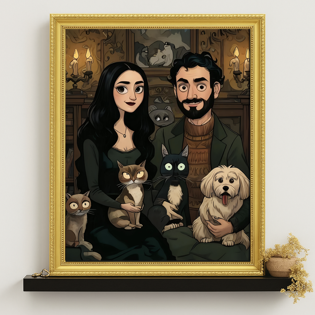 Custom Gothic Family Portrait Halloween Wall Art