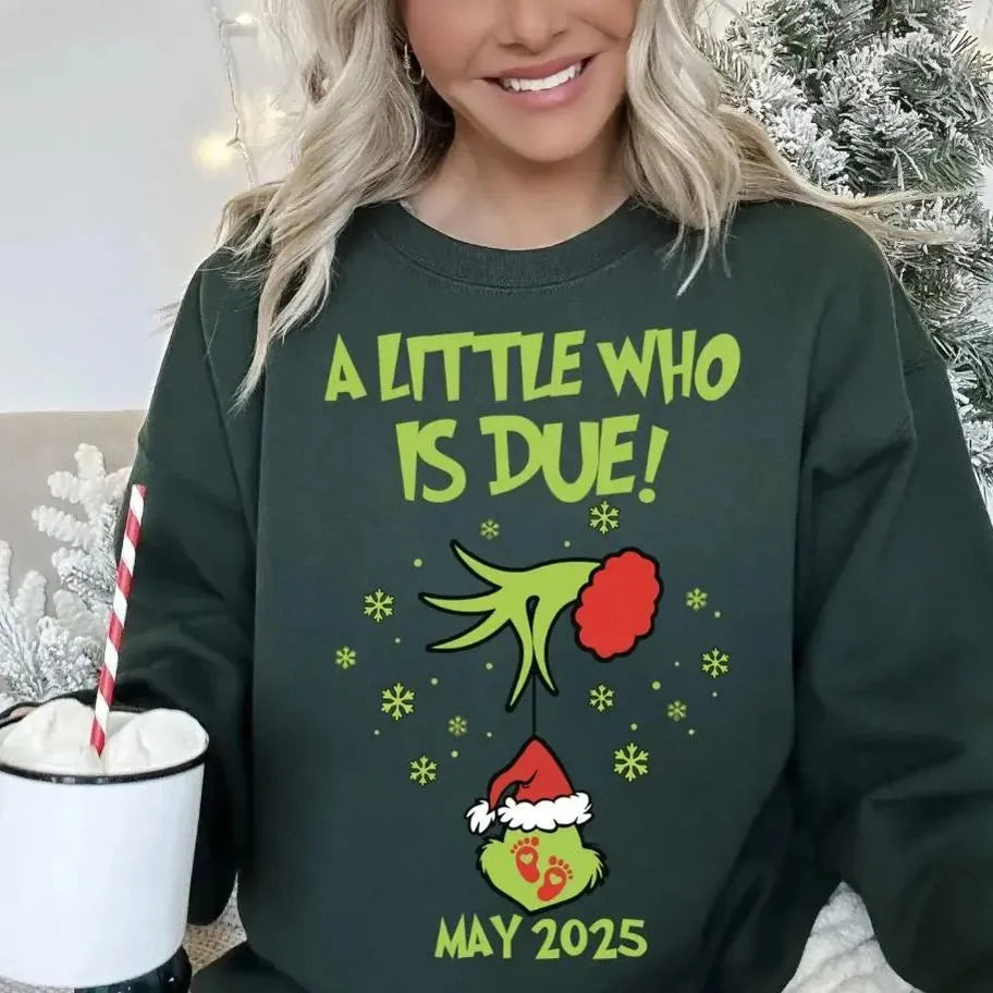 Custom Christmas Pregnancy Announcement Couple Sweatshirt