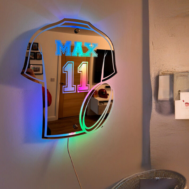 Personalized LED Cool Mirror Lights For Rugby Fans