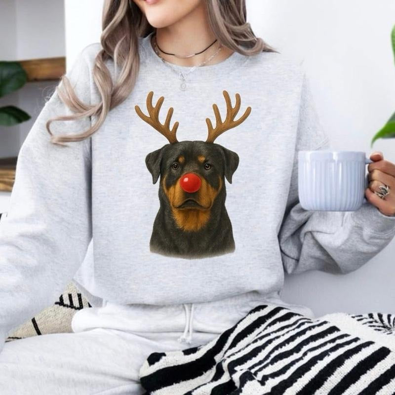 Custom Pet Reindeer Christmas Apparel - Personalized Dog/Cat Festive Sweatshirt & Hoodie