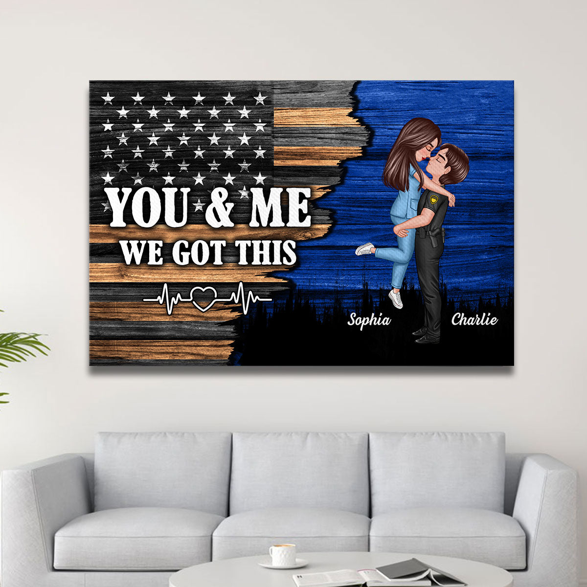 Personalized Hero Couple Nation Flag Gift by Occupation For Her, Him