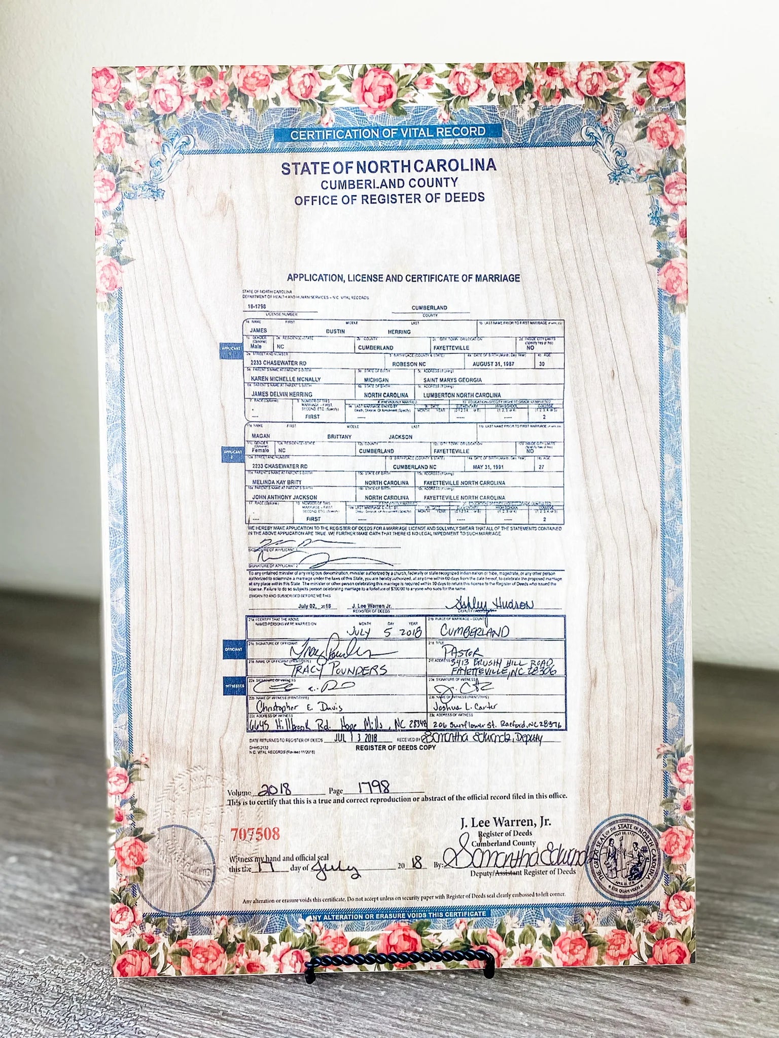 Marriage Certificates on Wood
