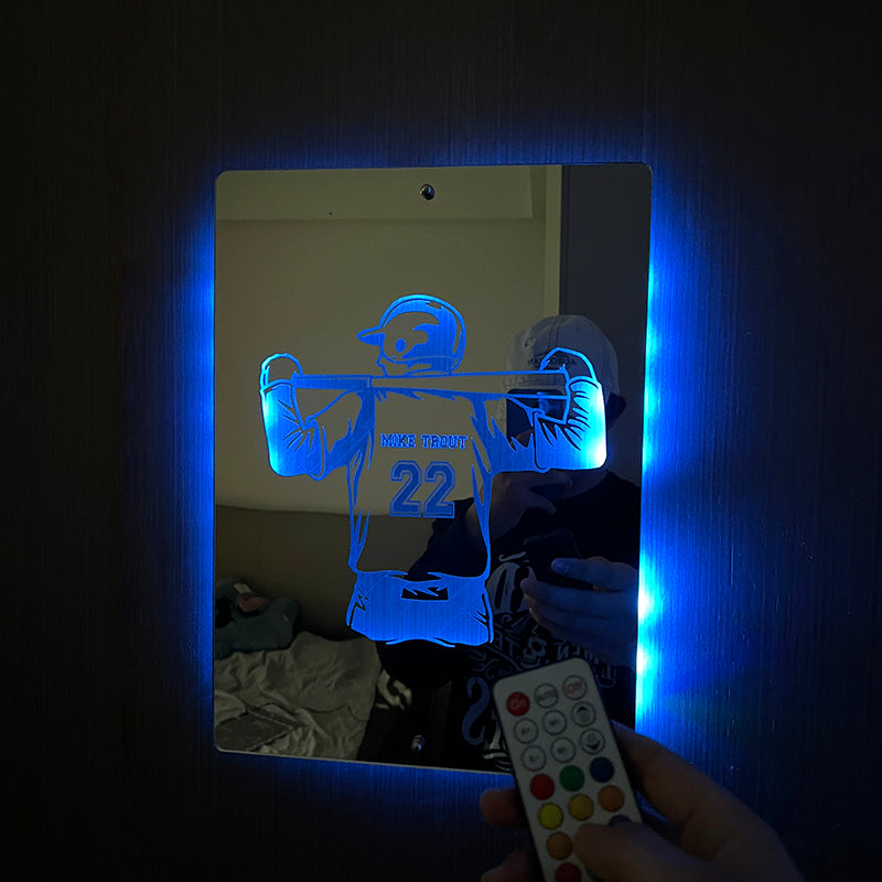 Personalized LED Cool Mirror Lights for Baseball Fans