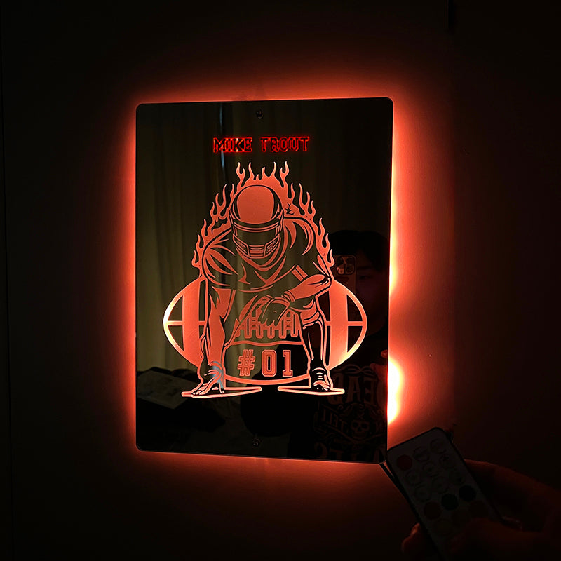 Personalized LED Cool Mirror Lights for American Football Fans