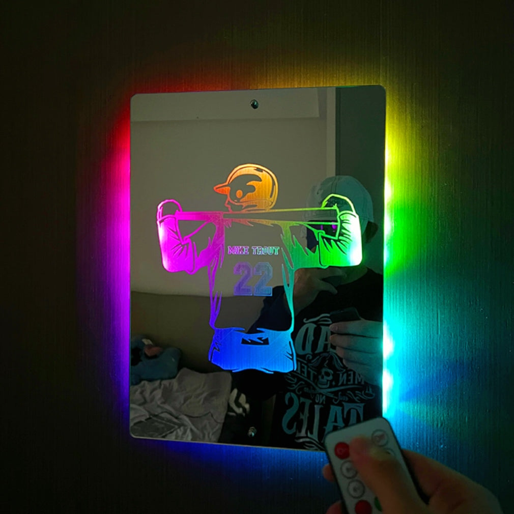 Personalized LED Cool Mirror Lights for Baseball Fans
