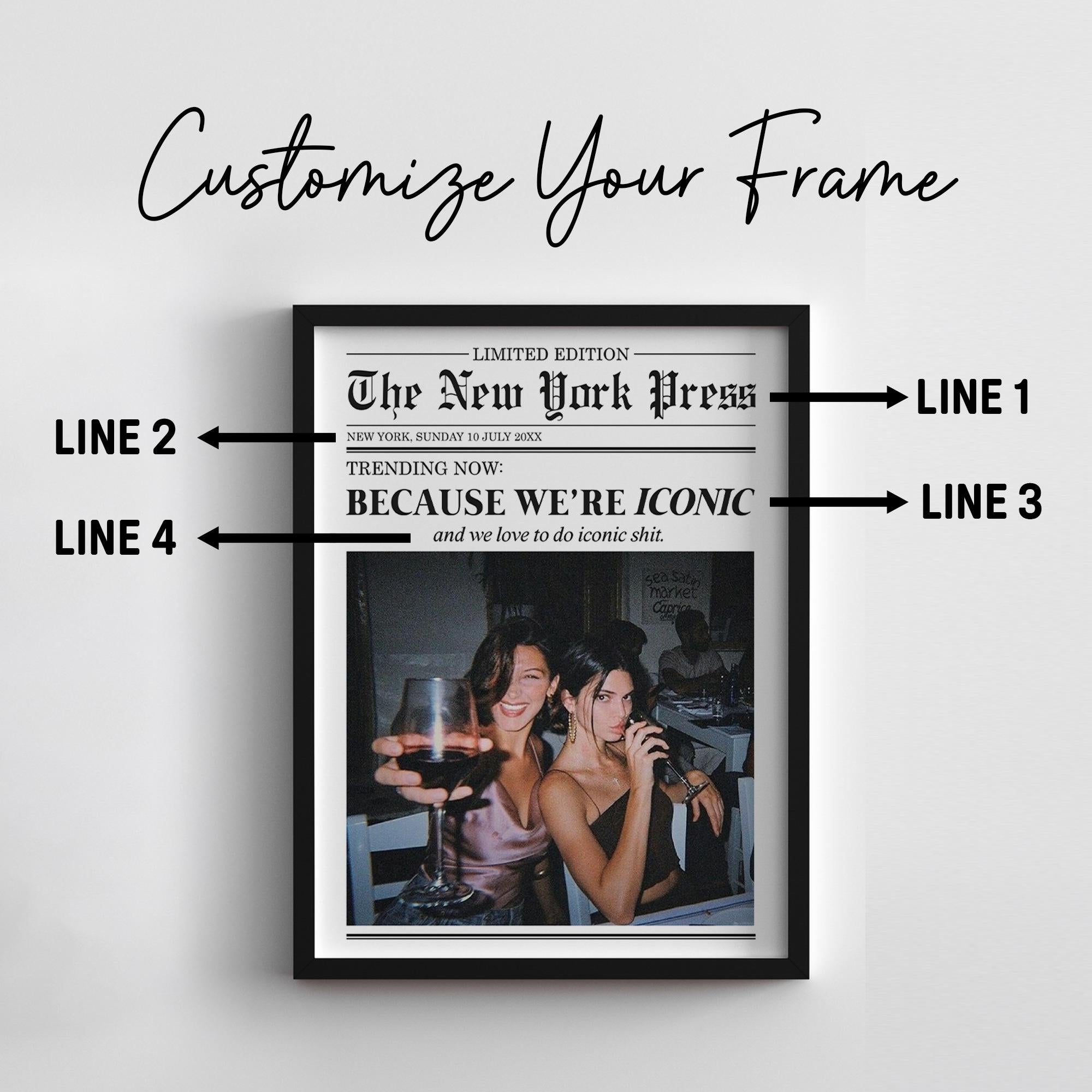 Custom Newspaper Print, Custom Friendship Wall Art